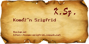 Komán Szigfrid névjegykártya